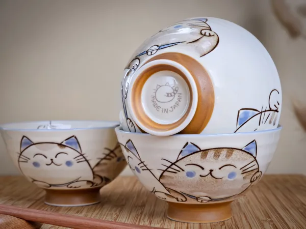 Riisikulho Ochawan Happy Neko, sininen - Image 2